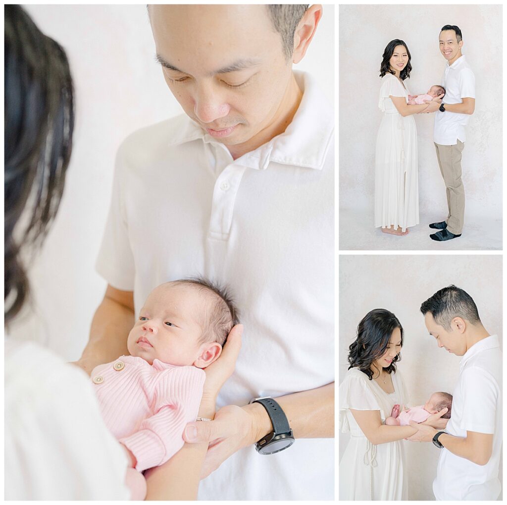 simple in-home newborn session with baby girl and parents