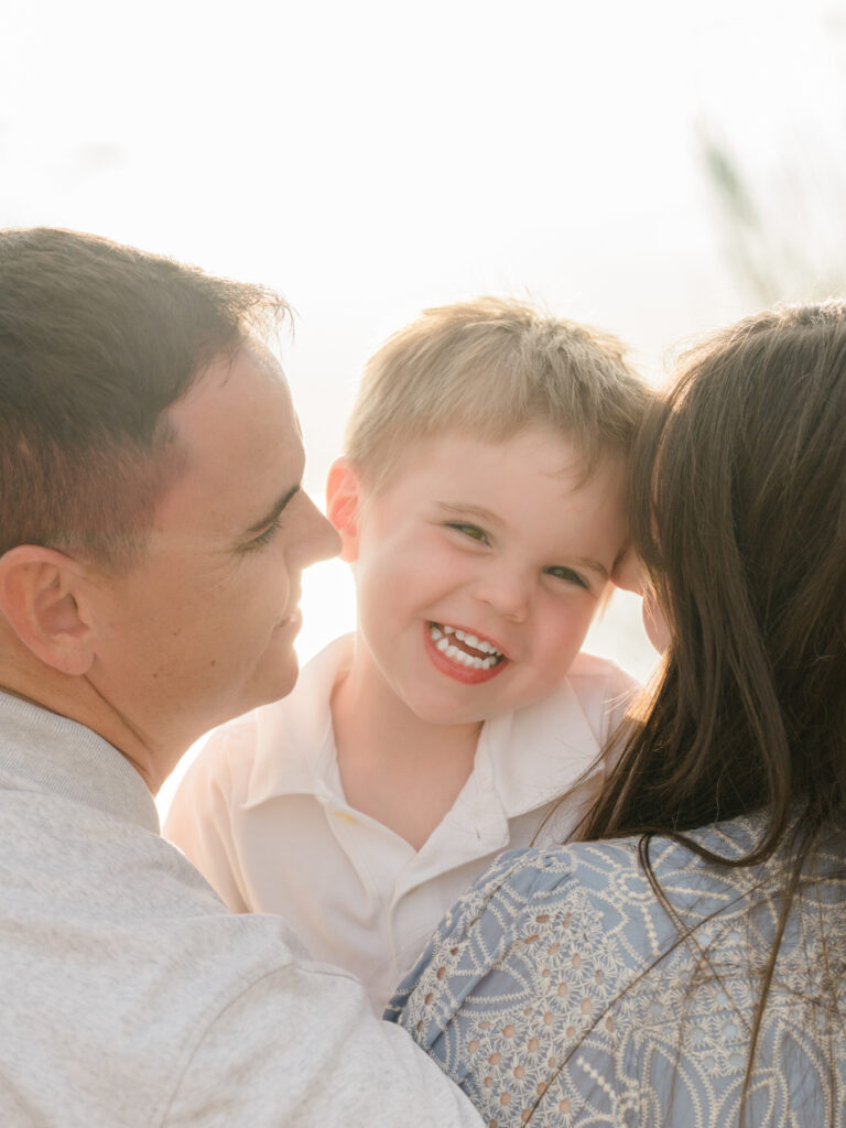Happy boy during family photoshoot in Del Mar San Diego
